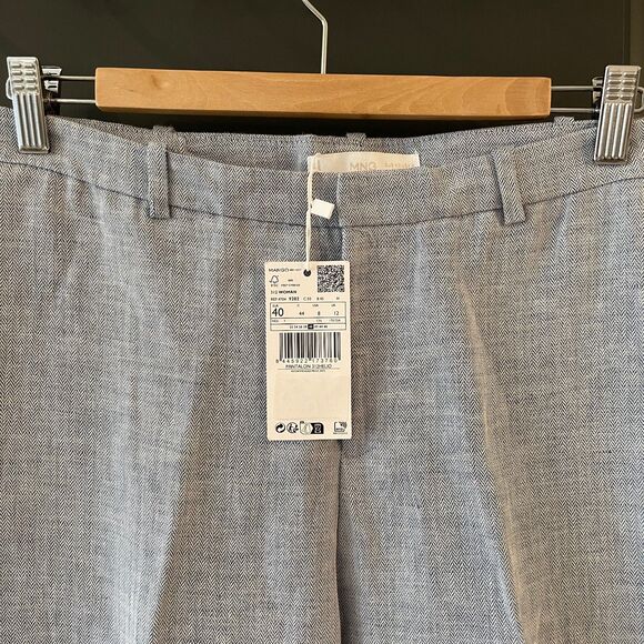 NWT Mango Light Blue Linen Cotton Pants size 8 - Picture 2 of 8
